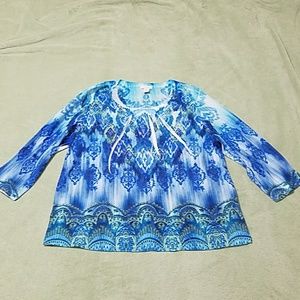 Chico's 3/4 Sleeve Blouse Size 2 (L)
